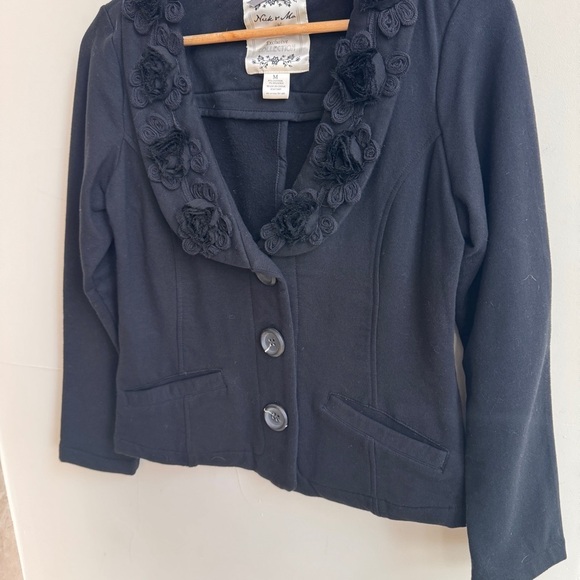 Nick and Mo Anthropologie Black V Neck Long Sleeve Knit Jacket Womens Size M - Picture 4 of 13